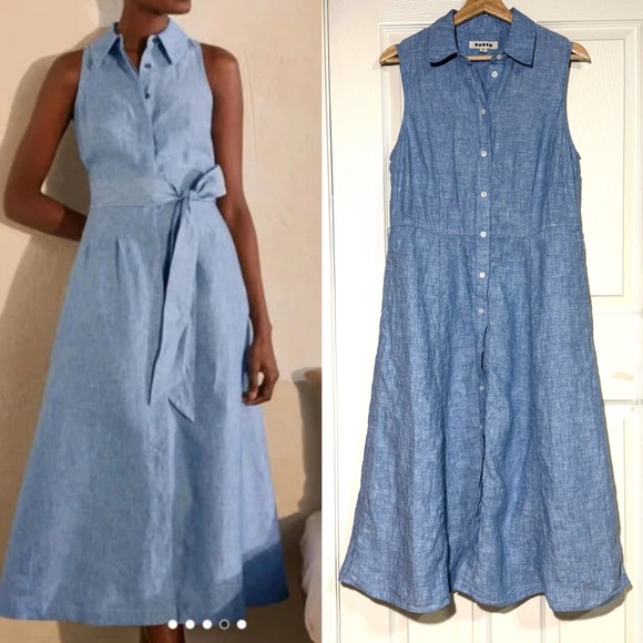 Boden Dresses & Skirts - Boden Light Blue Sleeveless Midi Shirt Dress